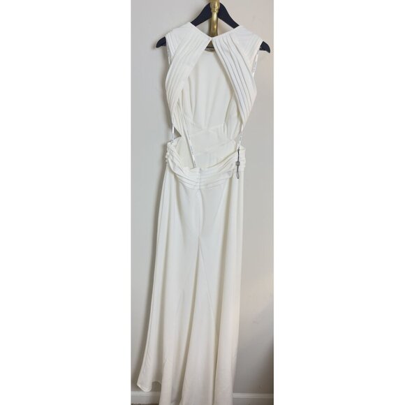 TADASHI SHOJI Tenney Maxi Evening Dress in White Size Medium - Picture 5 of 9